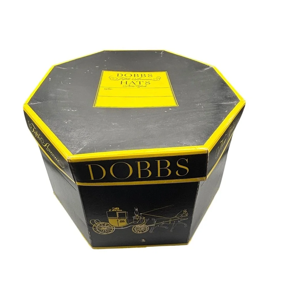 Vintage Dobbs Fifth Avenue New York Octagonal Hat Box EMPTY Storage Case